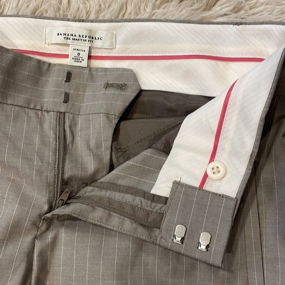Banana Republic The Martin Fit stretch pin stripe cuffed dress slacks - Picture 3 of 7